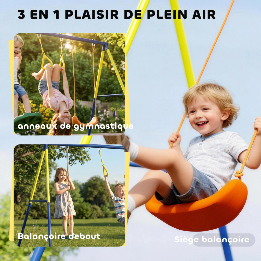 Portico Altalena 3 in 1 per Bambini ¨C zephmum ¨C Verde, Polipropilene