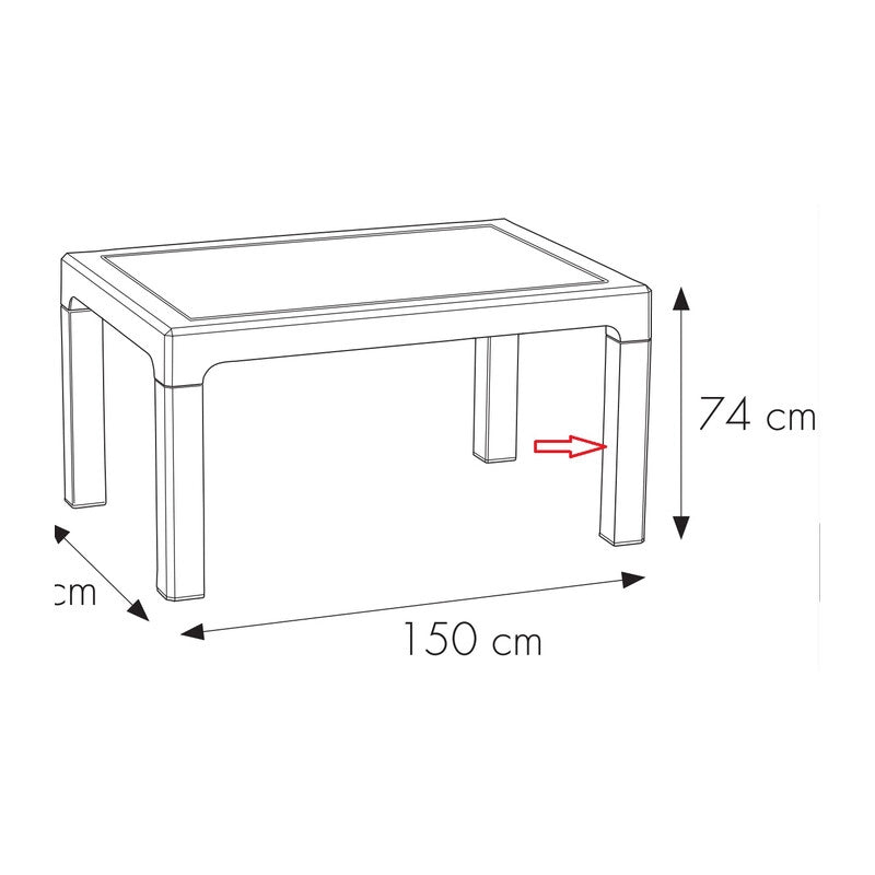 R PIEDE X TAVOLO HOUSTON RESINA 150X90XH74 CM ANTRACITE- 1,0 pz