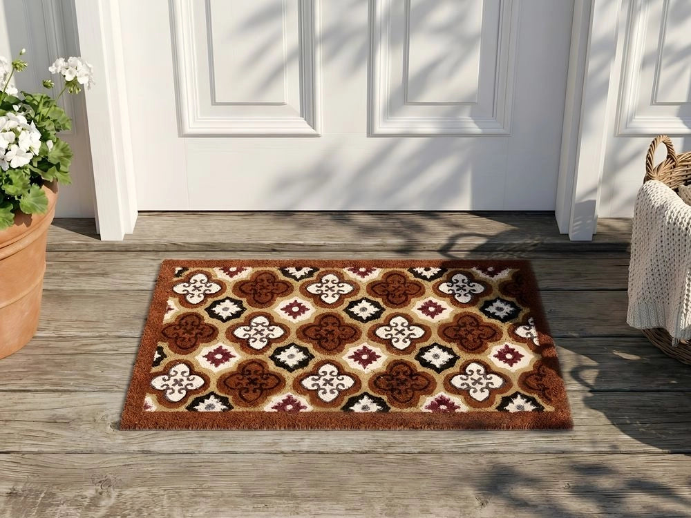 Zerbino in fibra di cocco marrone con fondo antiscivolo in PVC 45 x 75 cm Decorazione Motivo astratto