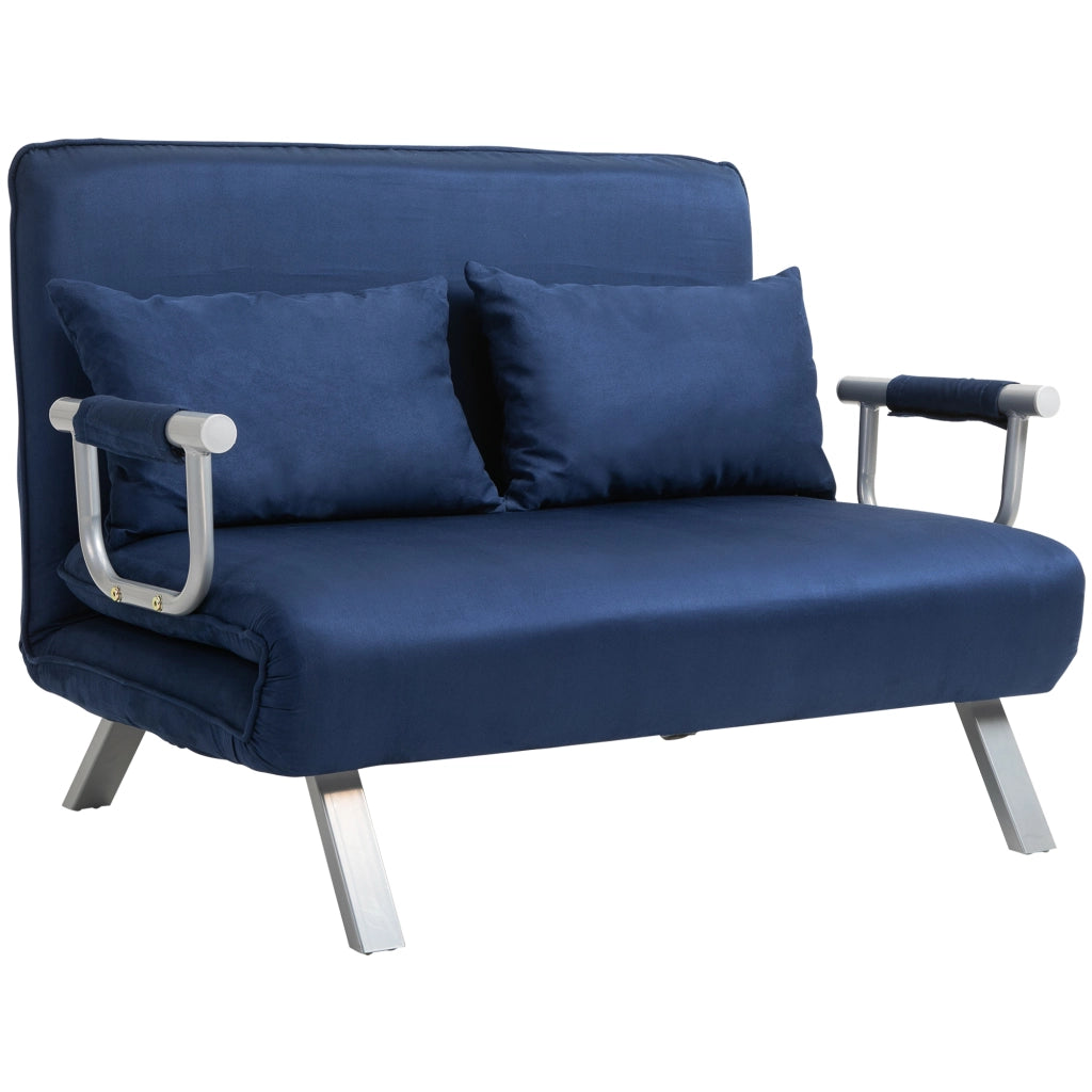 Divano letto ¨C zephmum ¨C tessuto antimacchia blu, struttura in metallo