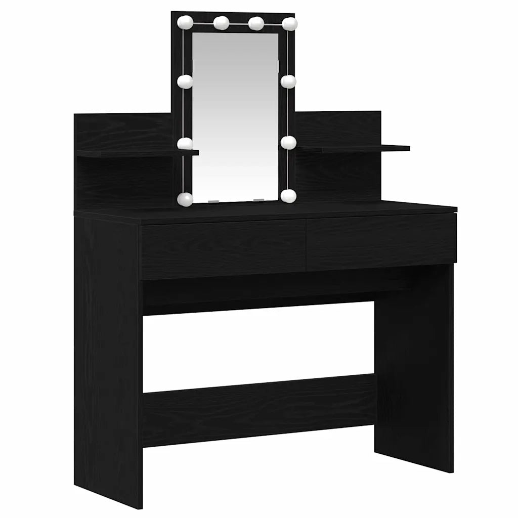 Tavolo da Trucco con cassetto Rovere Nero 100 x 40 x 130 cm 868852