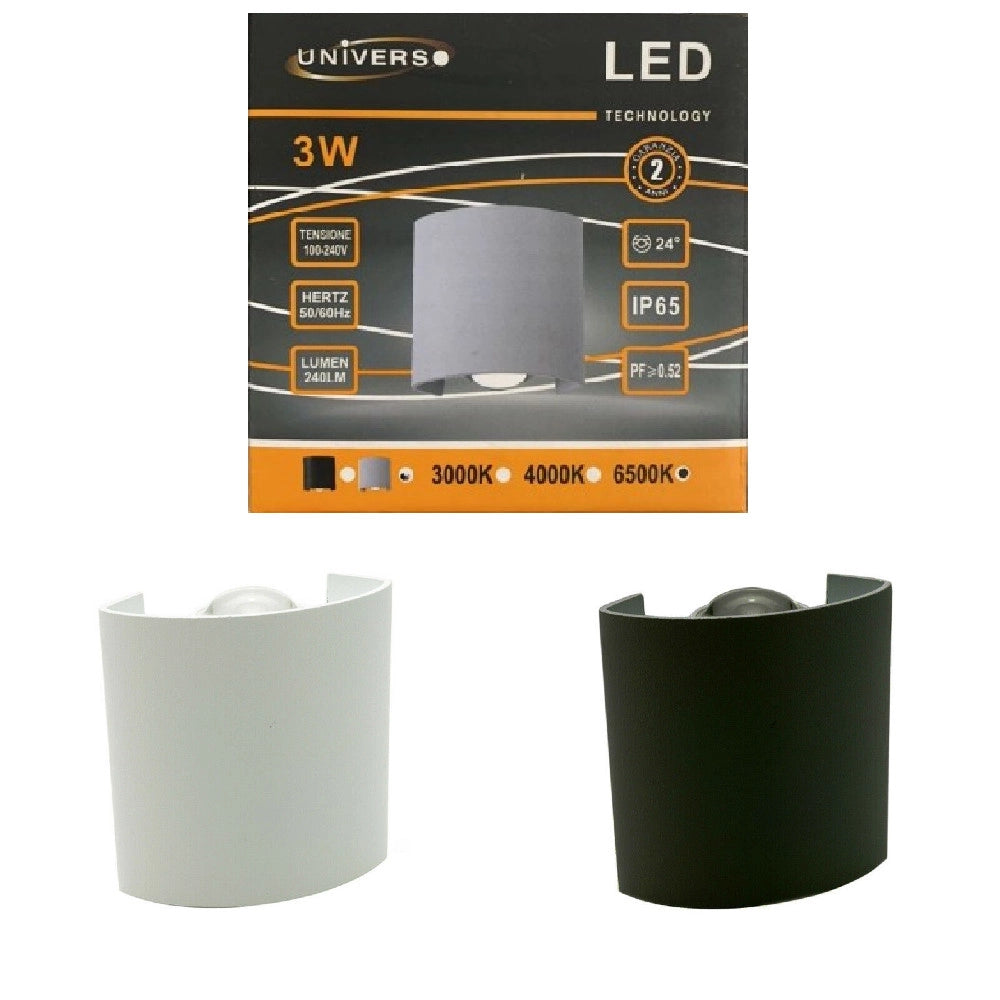 Trade Shop - Applique Da Parete Ovale Led Cob Esterno 3w Doppia Emissione Lampada Ip65 Es48 -