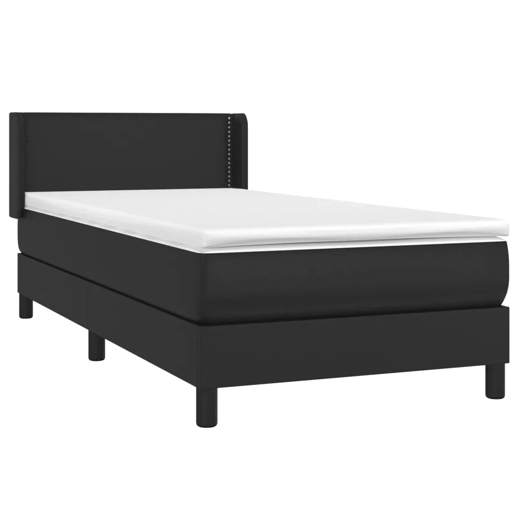 Giroletto a Molle con Materasso-Struttura Letto Nero 100x200 cm in Similpelle 440552