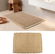 Matrice Antiscivolo per Bagno - Microfibra - 63 x 41 cm - Disegno a Wafel - Leggero - Lavabile - Frange Boho - Matrice per Bagno