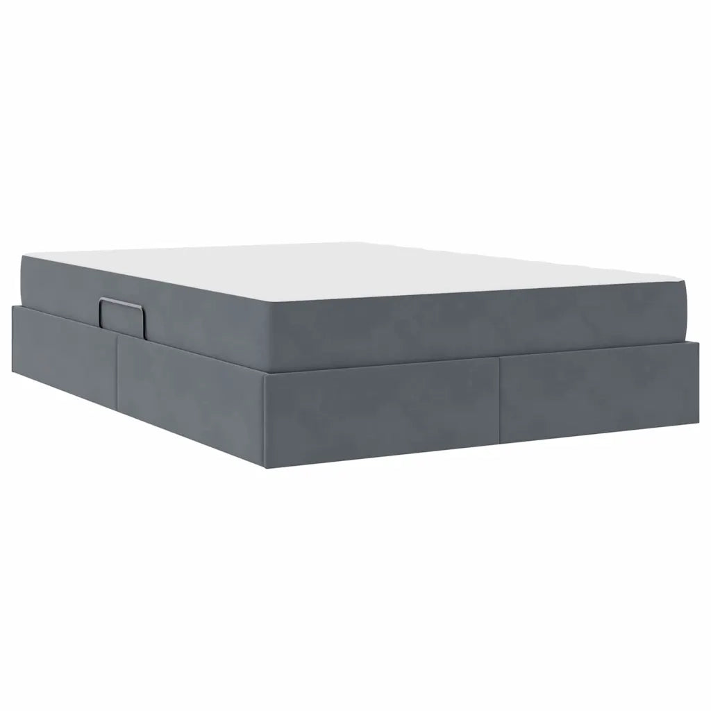 Letto con contenitore e materasso Grigio scuro 140 x 200 cm