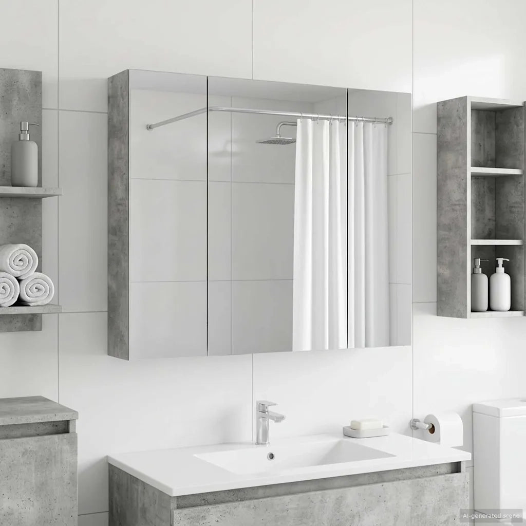 Mobiletto per specchio da bagno con lo scaffale Grigio cemento 889106