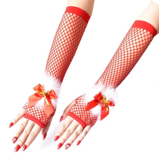 Due pair di guanti da Natale, guanti da pesca decorativi, guanti da festa di Natale per donne