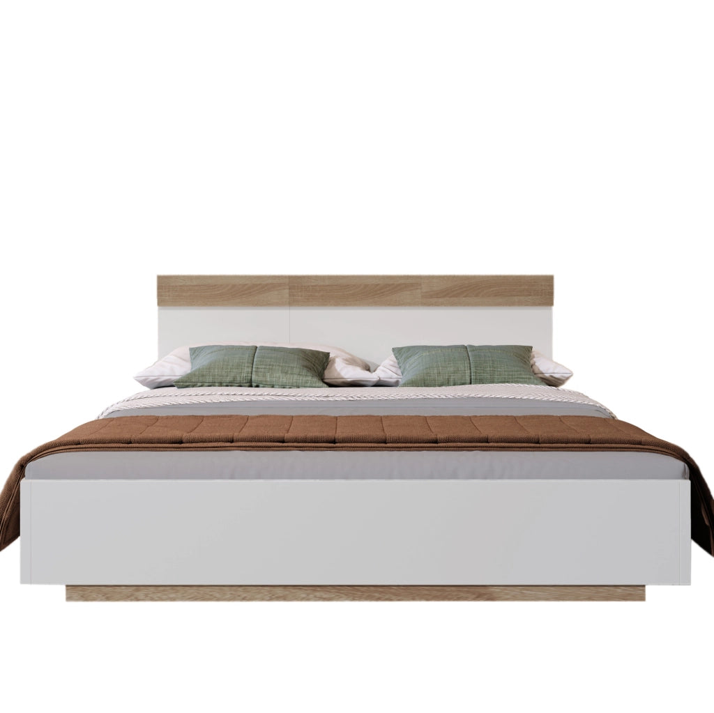 Letto matrimoniale sospeso 180x200 cm bianco e rovere Sonoma