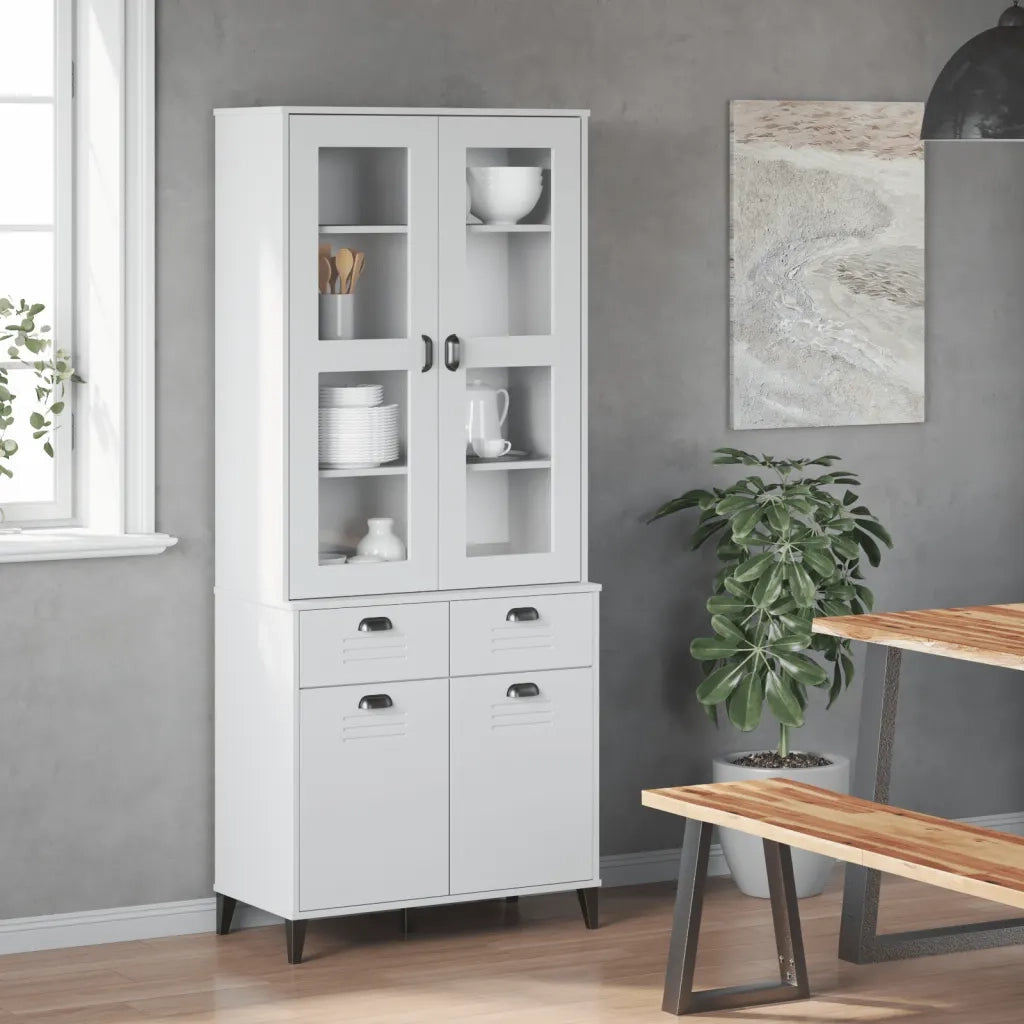 Credenza VIKEN Bianca 80x40x190 cm in Legno Massello di Pinocod mxl 116284