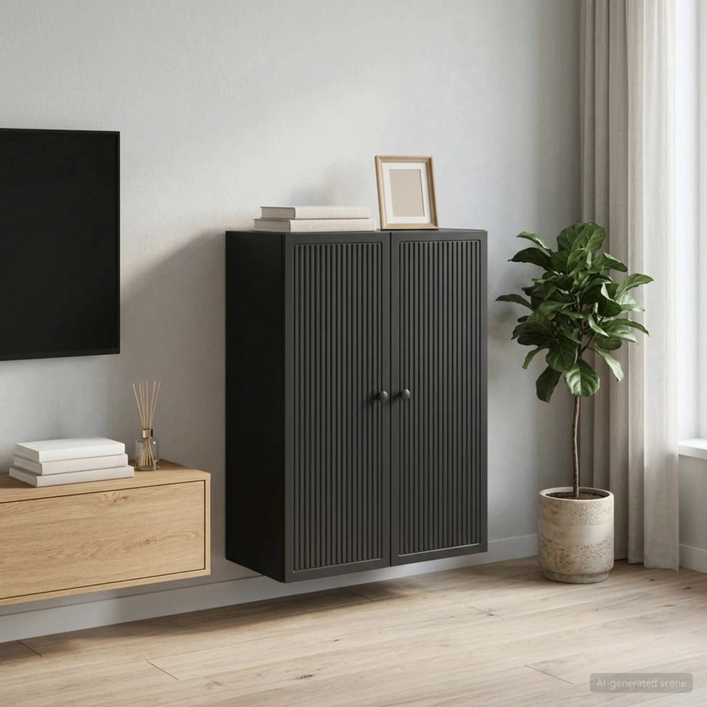 Mobiletto a muro Nero 66 x 34,5 x 90 cm Legno ingegnerizzato 897886
