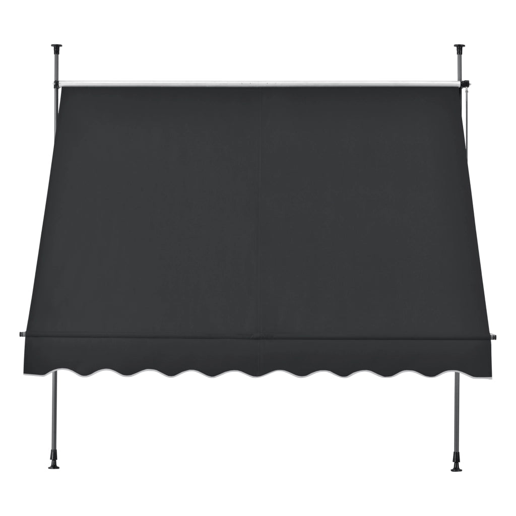 Tenda da Sole a Muro con Pali di Supporto Telescopici Parasole 200 x 120 cm (LxP) Nero pro.tec