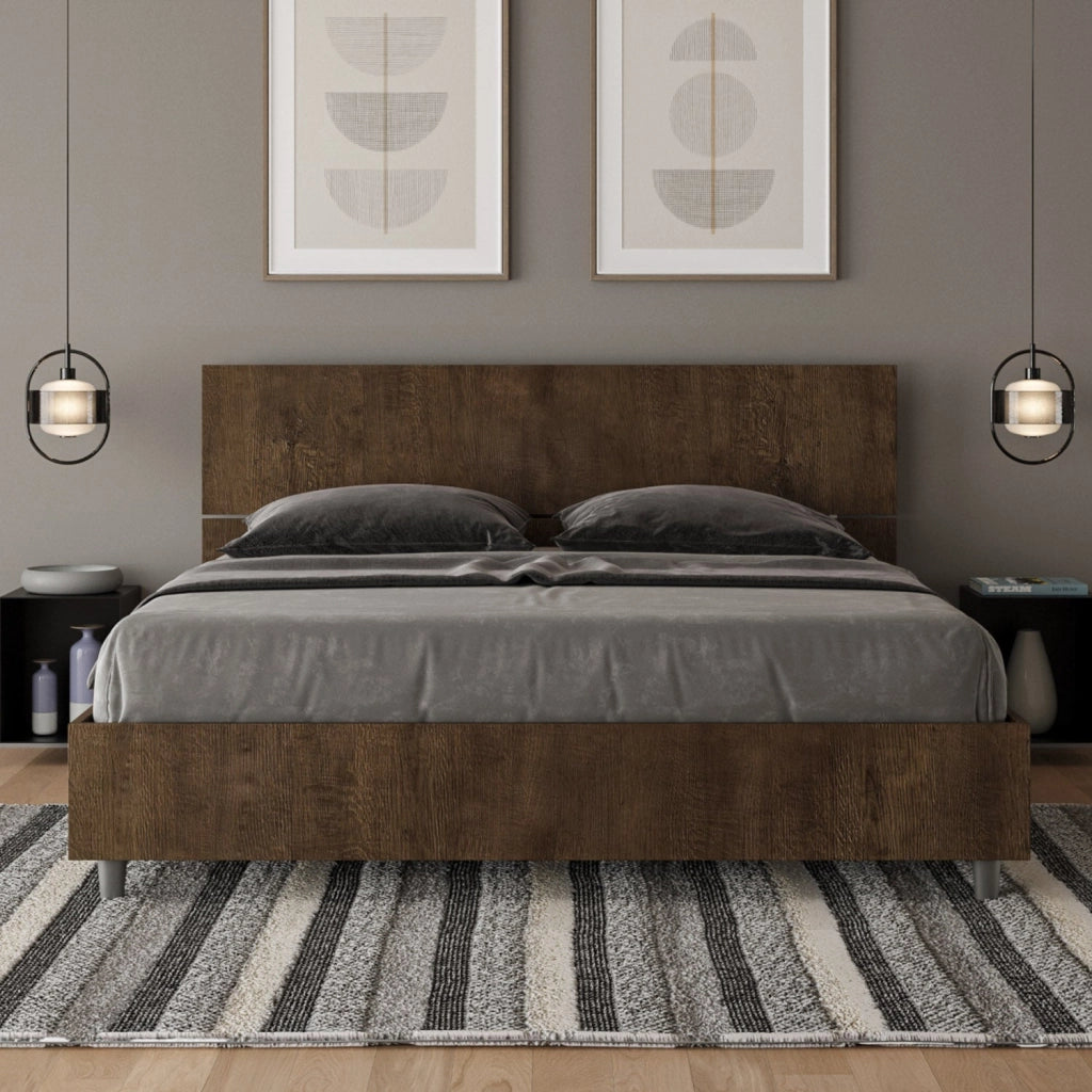 Letto matrimoniale contenitore 160x190 testata inclinata quercia Demas