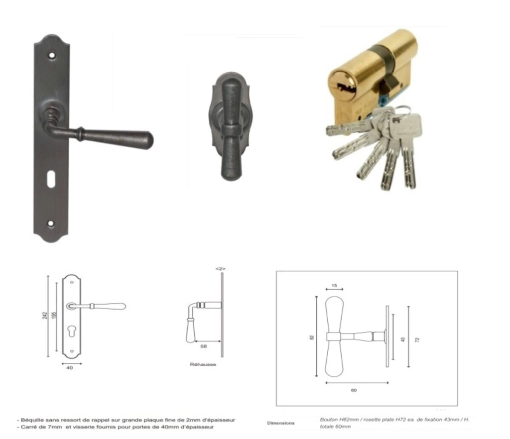 Porta d'ingresso Tiercee in legno con vetro marino H215 x L140 p.sinistra + maniglia e botte (rif. 010403RFP) Tabella dimensioni senza maniglia