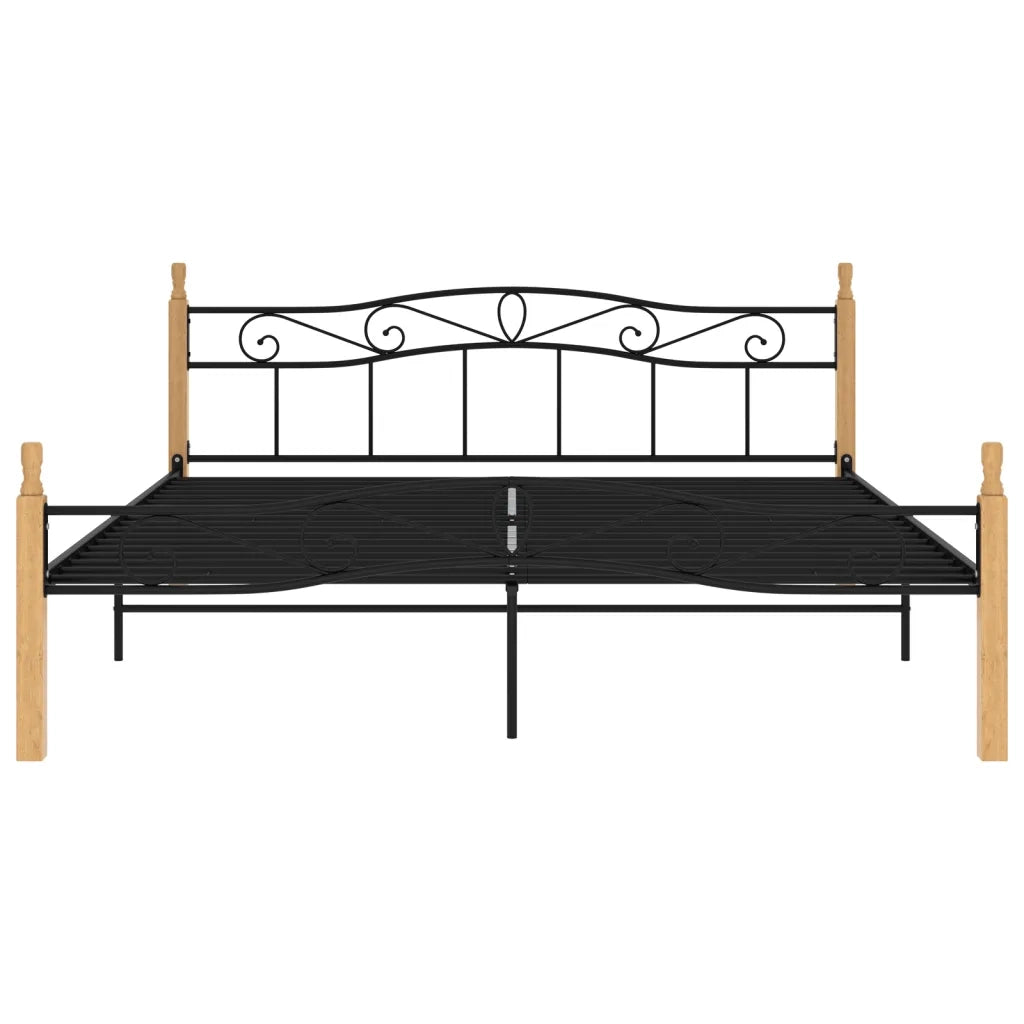 Giroletto Nero in Metallo e Legno Massello di Rovere 200x200 cm 324917