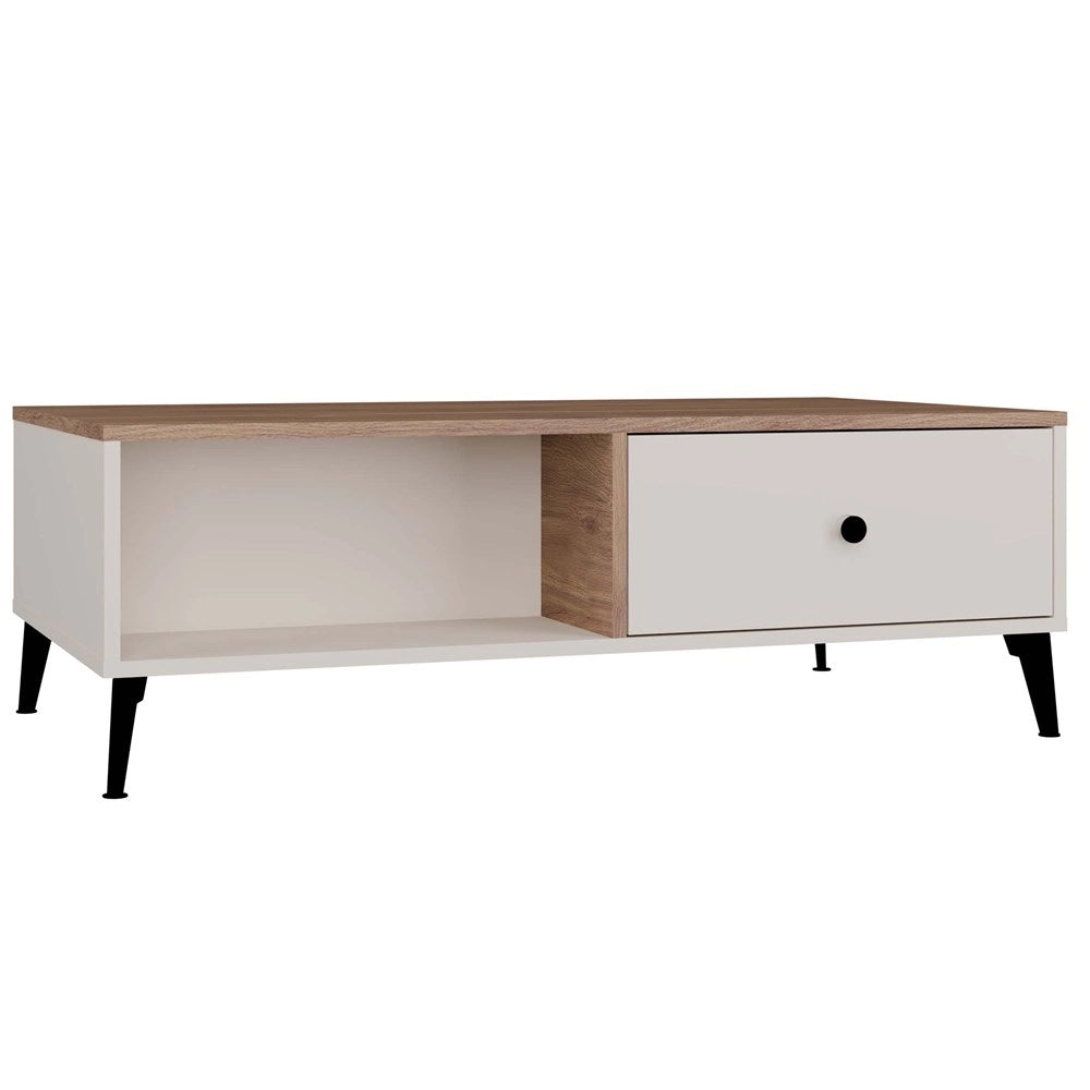 Tavolino da caffè tavolino POINT 2s 110 cashmere beige rovere CASTELLO 2 cassetti per soggiorno