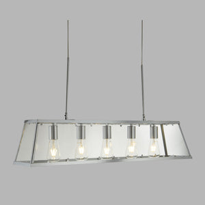 Lampadario Contemporaneo Viaggiatore Acciaio Cromo Vetro Trasparente 5 Luci E27