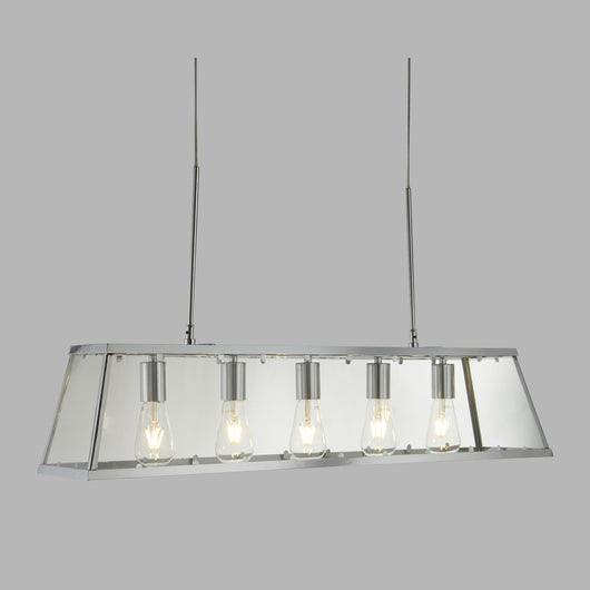 Lampadario Contemporaneo Viaggiatore Acciaio Cromo Vetro Trasparente 5 Luci E27