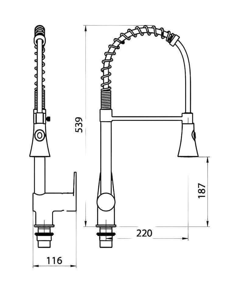 Miscelatore per lavello doccia estraibile completo
