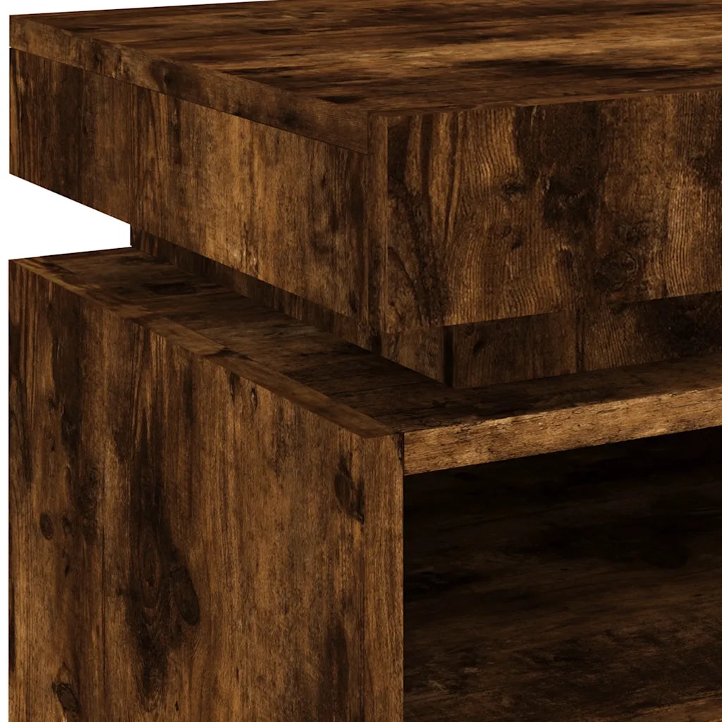 Comodini con Luci LED 2pz Rovere Fumo 40x39x48,5 cm 836793