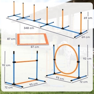 Set Agility per Cani 7 Pezzi, Attrezzatura per Addestramento con Ostacoli ad Incastro