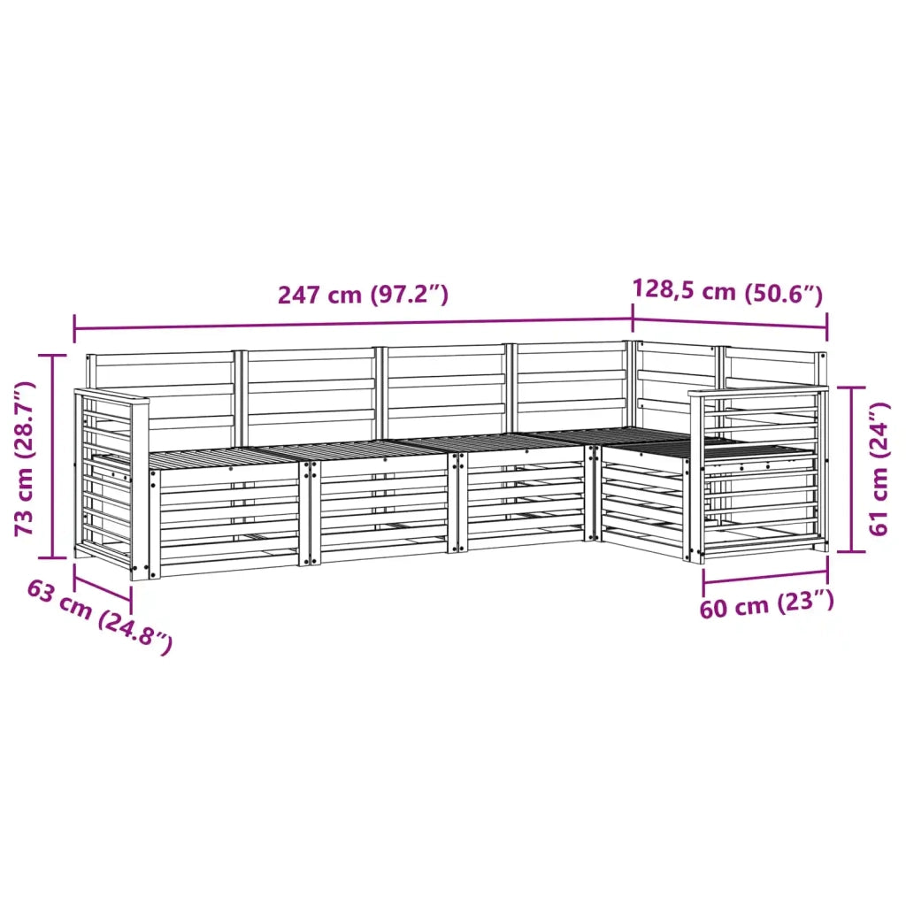 Set di divani da esterno 5 pcs Bianco 247 x 128,5 x 73 cm 3391844