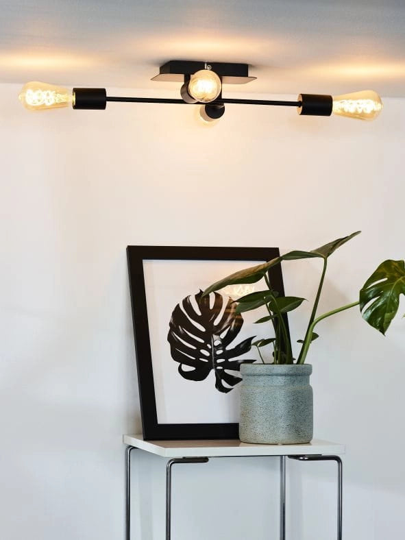 Plafoniera Lucide Lester nera metallo 4 luci E27 60W