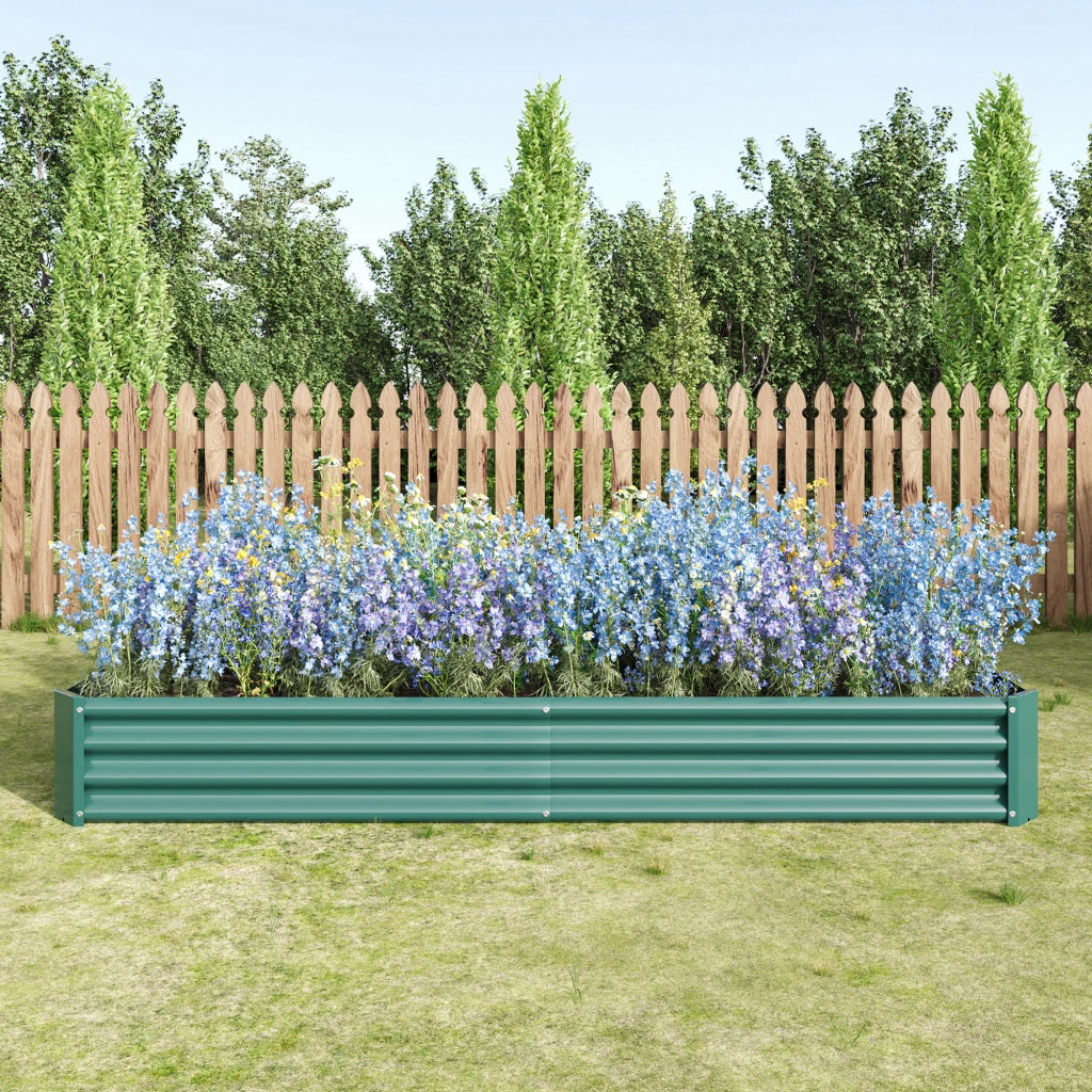 Aiuola rialzata in metallo verde per orto e giardino 232 × 113.5 × 30 cm