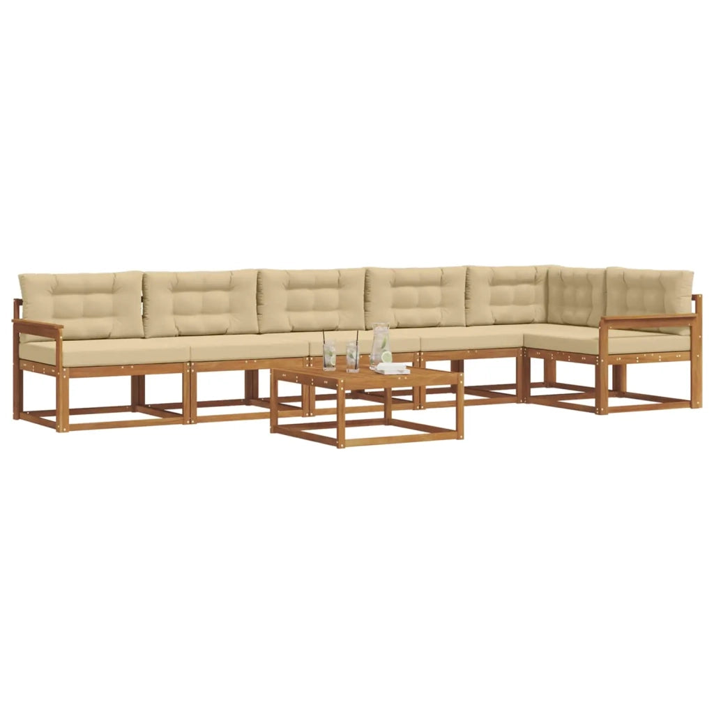 Set di divani da esterno con cuscino 7 pcs Naturale e Beige 3367676