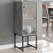 Mobile con Anta in Vetro Grigio Cemento 35x37x100 cm 836556