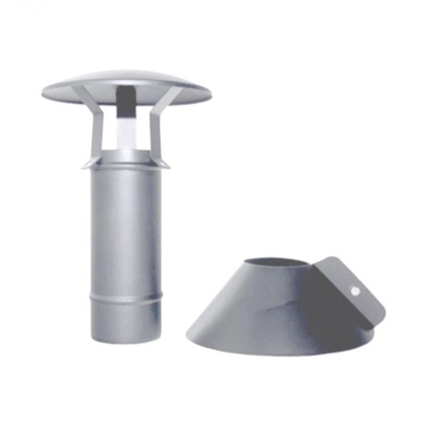Canna fumaria tubo coassiale INOX D. 80/130 terminale verticale stufa pellet CE Made in Italy
