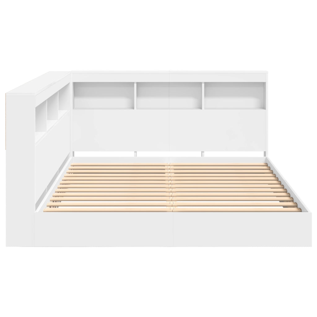 Letto con Libreria Bianco 150x200 cm Legno Ingegnerizzato