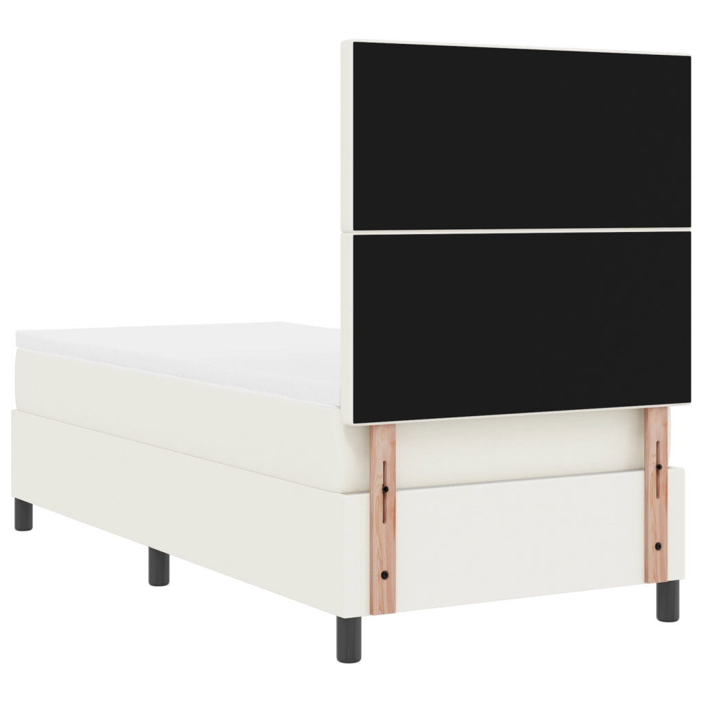 Letto con Box Spring e Materasso Panna 100x200 cm Tessuto a Coste