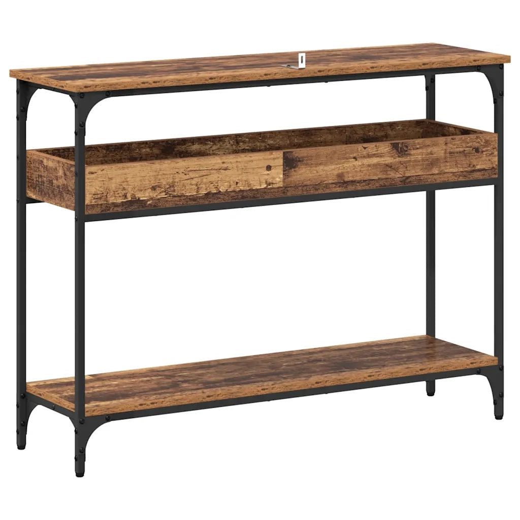 Tavolo consolle con lo scaffale Legno vecchio 100 x 29 x 75 cm