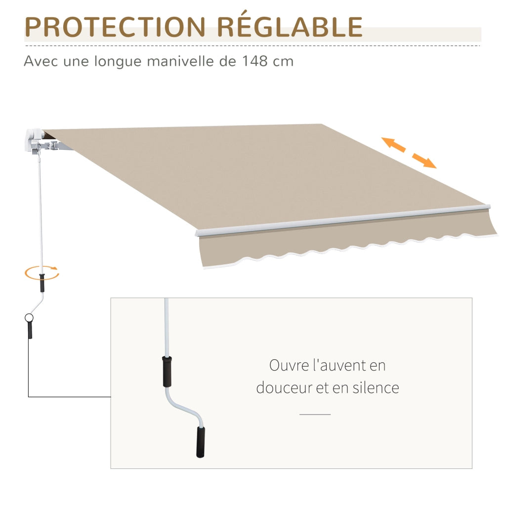 Tenda da Esterno Rettrattile per Terrazza ¨C zephmum ¨C Beige 395x245 cm Aluminium Polyester