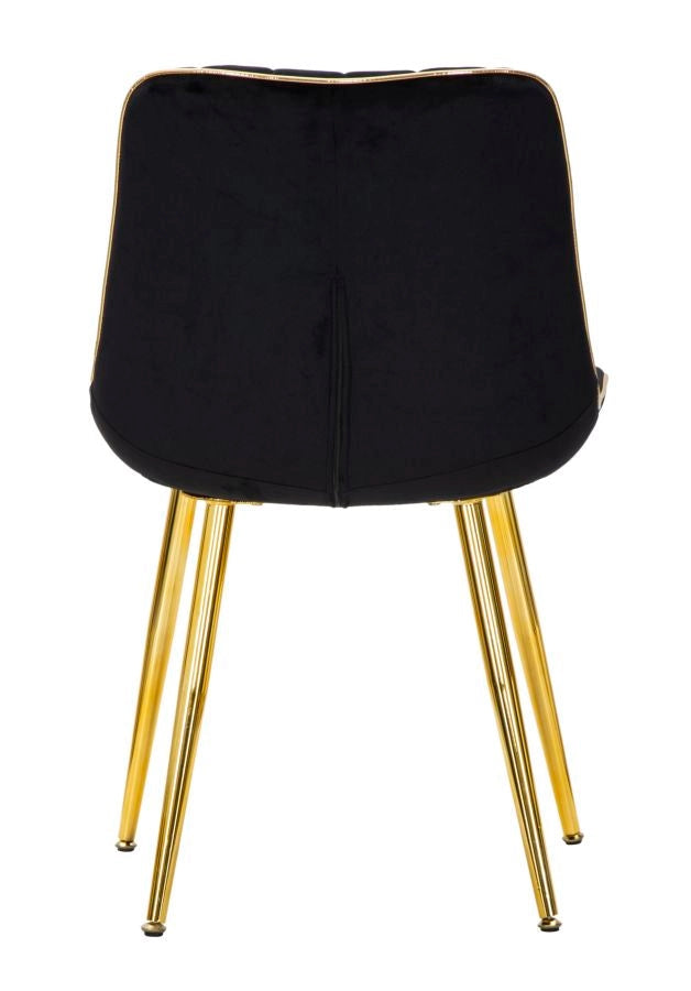 Set 2 Sedie Imbottite 51x59x79 cm in Poliestere Paris Nero e Oro