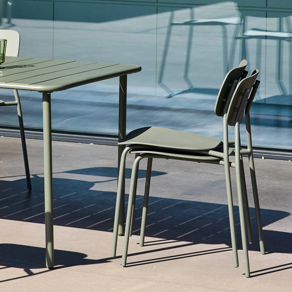 Set tavolo da giardino in metallo con 4 sedie, verde kaki