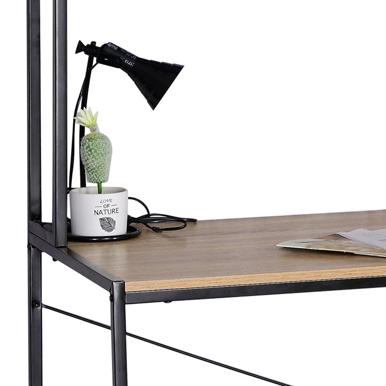 Barthy - scrivania in legno e metallo con ripiano - 120x60x138h cm