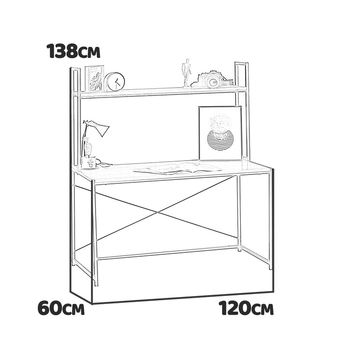 Barthy - scrivania in legno e metallo con ripiano - 120x60x138h cm