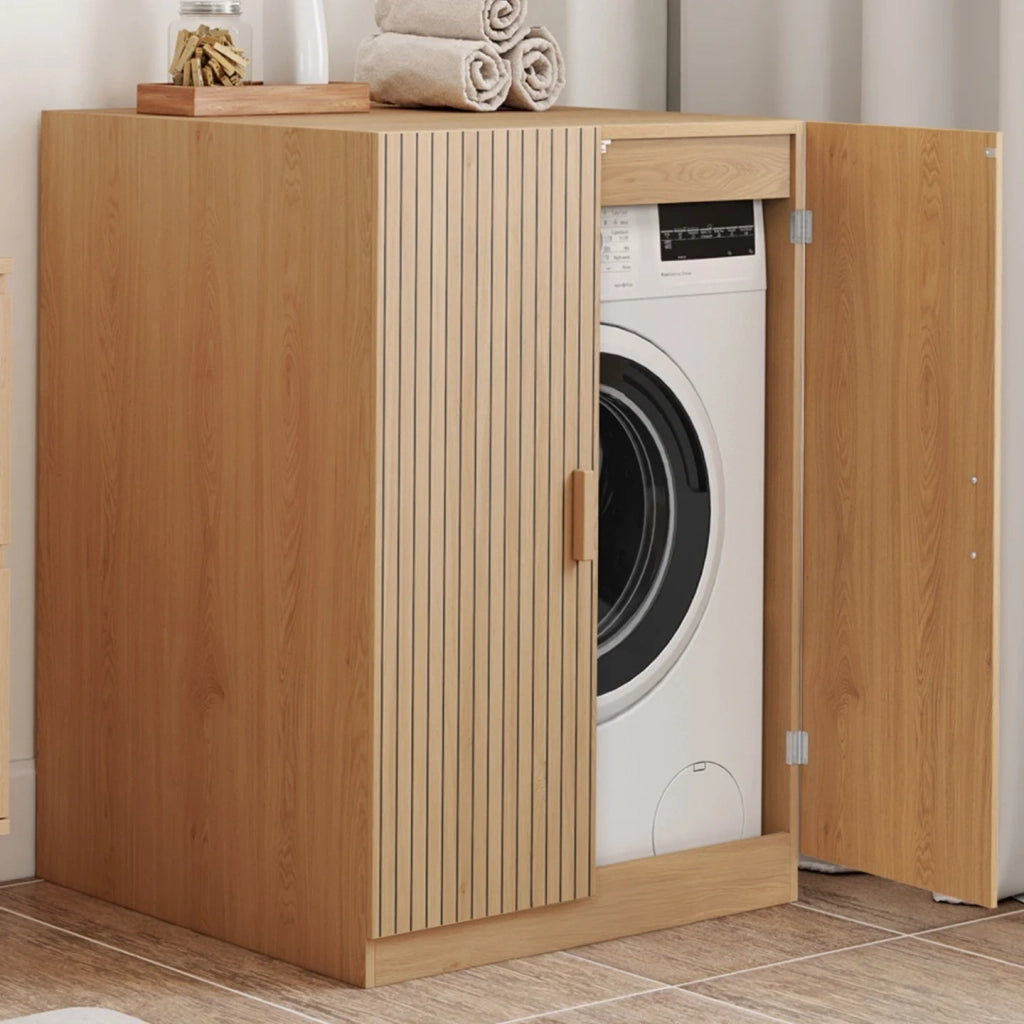 IDMarket - Mobile lavatrice con ante JULIETTE, effetto dogato, colore rovere