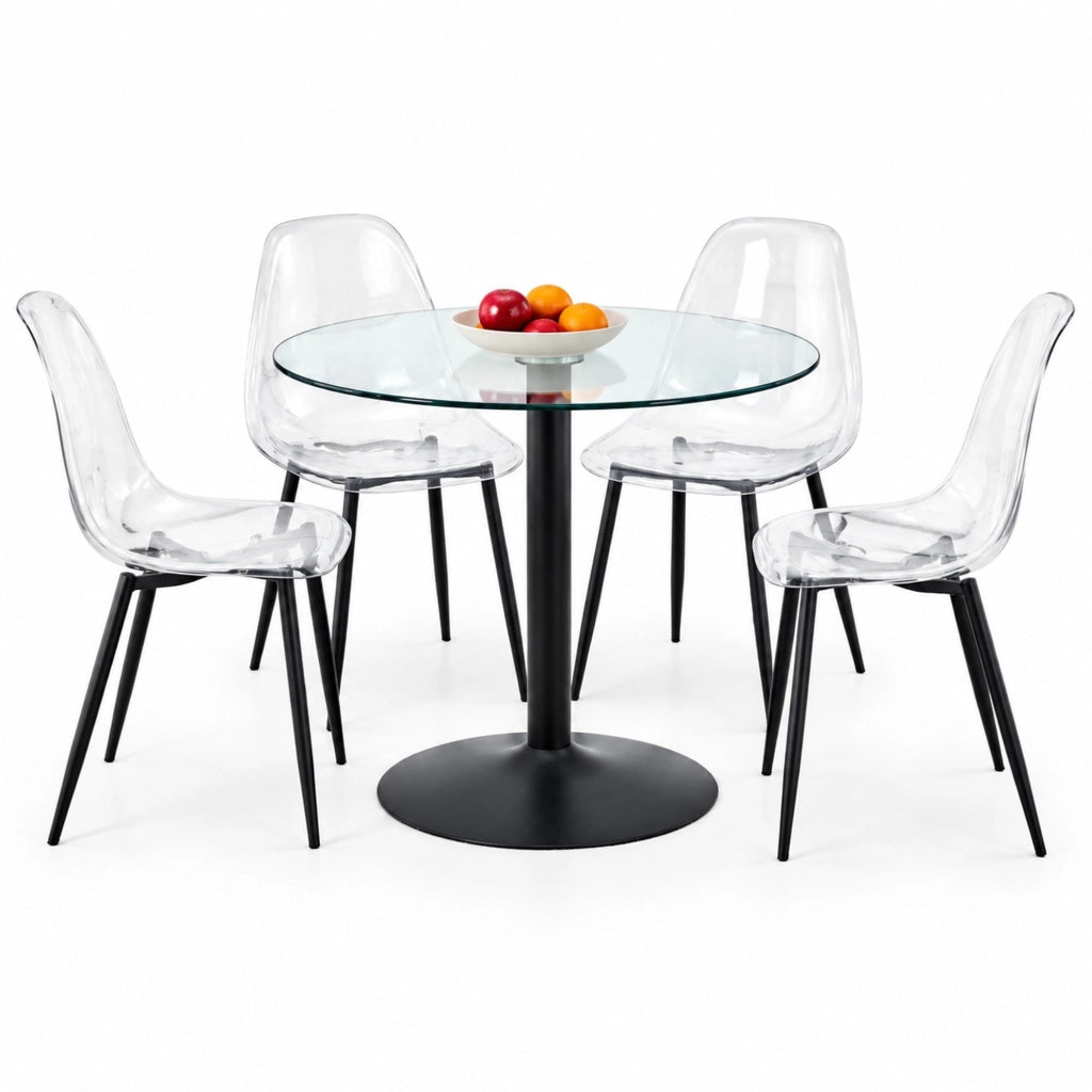 Set tavolo da pranzo rotondo con 4 sedie