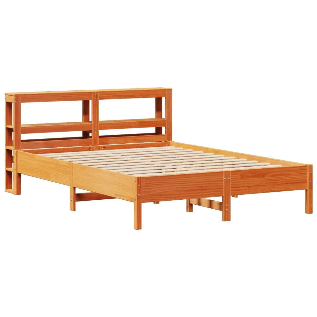 Letto senza Materasso-Struttura Letto Marrone Cera 135x190 cm in Legno di Pino 169765