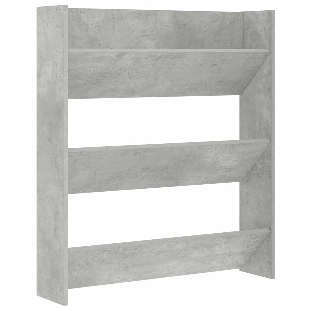 Scarpiera a Muro Grigio Cemento 80x18x90cm in Legno Multistrato 806785
