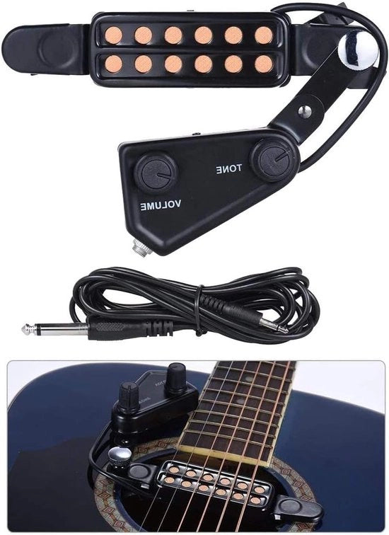 Pickup per Chitarra Acustica con Preamplificatore - Regolazione Volume e Tonazione - Cavo 10 Ft - per Chitarra Acustica