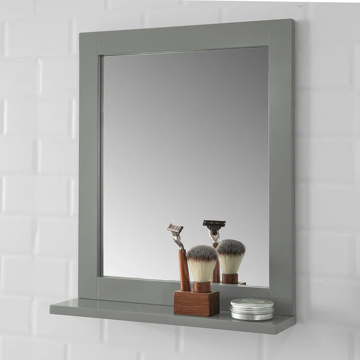 Specchio Bagno Specchio Da Parete Mensola Bagno Bianco A Muro Grigio Scuro FRG129-SG