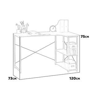 Gale - scrivania angolare in legno e metallo con 2 ripiani - 120x73x75 cm