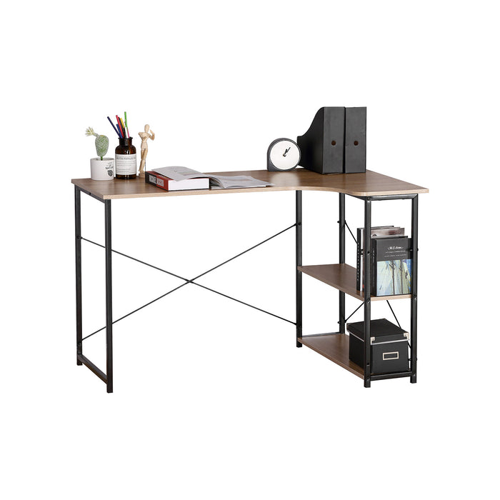 Gale - scrivania angolare in legno e metallo con 2 ripiani - 120x73x75 cm
