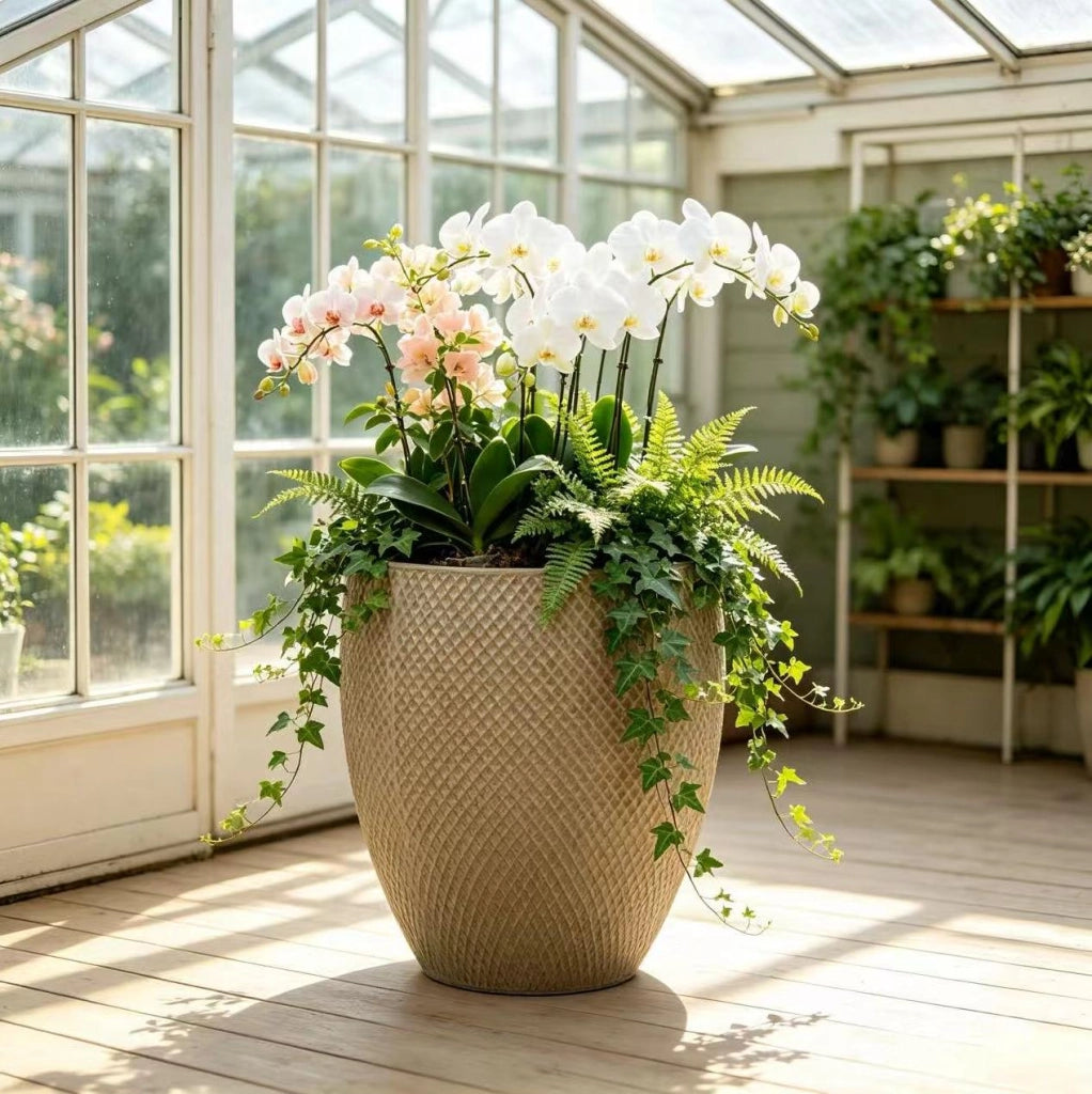 VASO Ø46 CM H 53 CM IN CERAMICA BEIGE