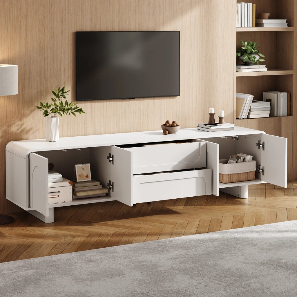Mobile TV con 4 ante; 2 cassetti; passacavi e angoli arrotondati; per soggiorno; 180 × 40 × 46 cm