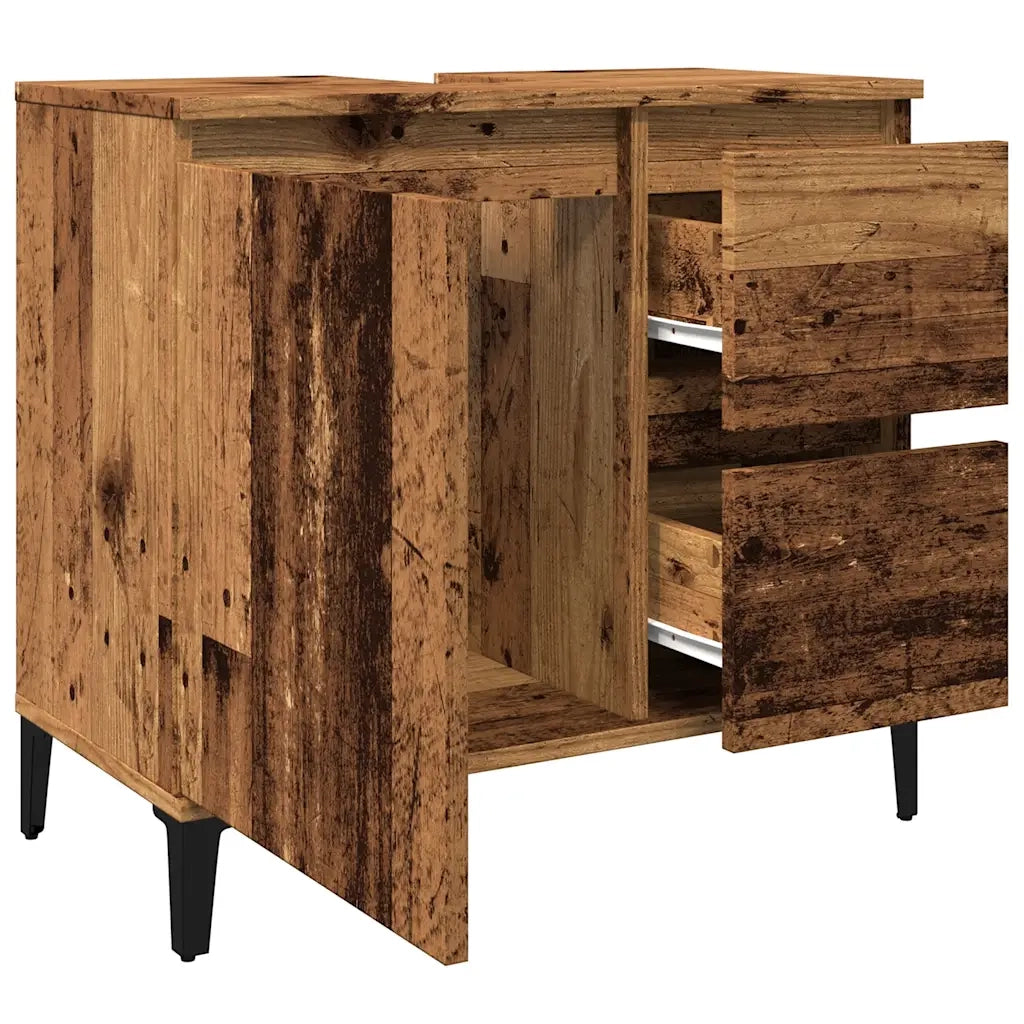 Mobile Sottolavabo-Armadietto da bagno Legno Antico 65x33x60 cm in Truciolato 511859