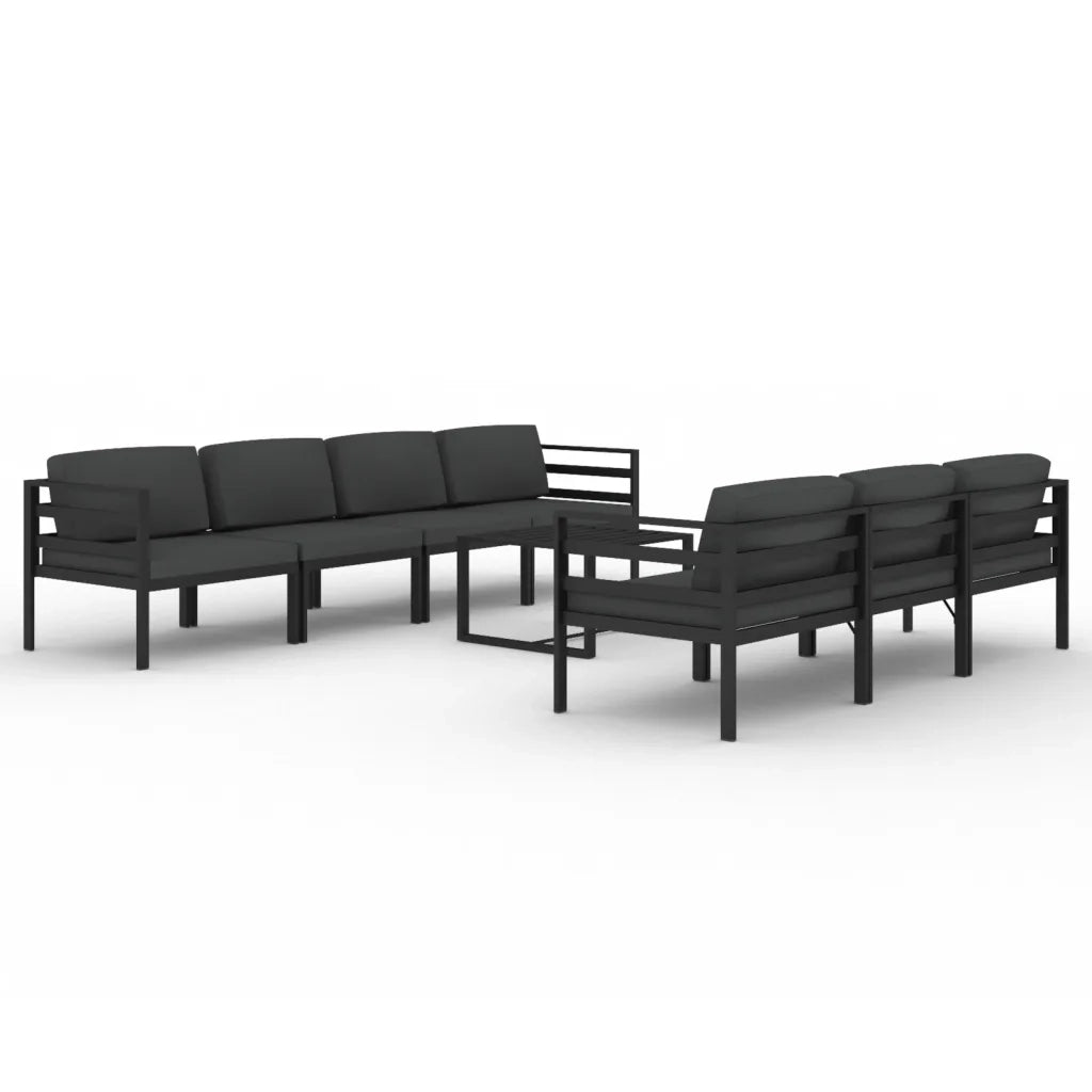 Set Divani da Giardino 8 pz con Cuscini in Alluminio Antracite cod mxl 41612